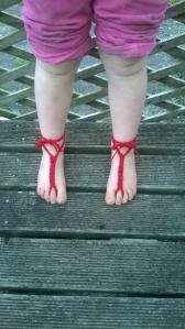 Emersyn's smaller barefoot sandals (I adjusted the # of stitches for these ones)